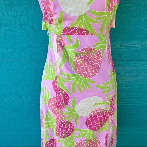Lilly Pulitzer PINEAPPLE Strapless Dopamine Dress Pink Green Size 2 - Picture 5 of 6